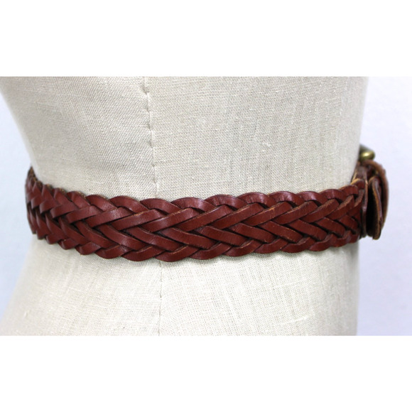 Vintage Zele Belt SM 28 Saddle Brown Thick Hand Braided Basketweave Leather - Picture 3 of 13